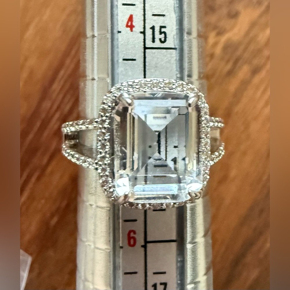 Silver Tone Clear Glass Rhinestone Crystal Ring Engagement Replacement Size 5